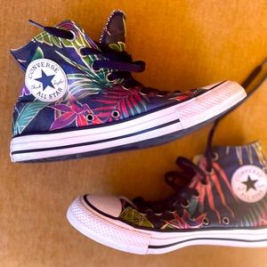 Converse All Star Chuck Taylor Hi Tropical Floral Palm Trees Sz Men: 6.5 Wo: 8.5